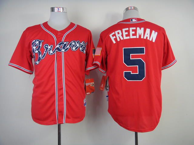 Men Atlanta Braves 5 Freeman Red MLB Jerseys